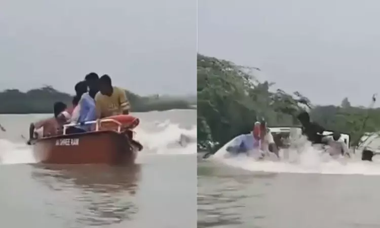 ராஜஸ்தான்:  கனமழையால் கவிழ்ந்த படகு; வைரலான வீடியோ