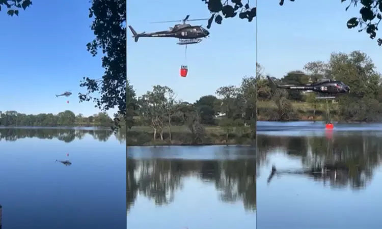 பிரான்ஸ்:  காட்டுத்தீயை அணைக்க ஏரியில் நீர் எடுக்க சென்ற ஹெலிகாப்டர்; அடுத்து நடந்த விபரீதம்