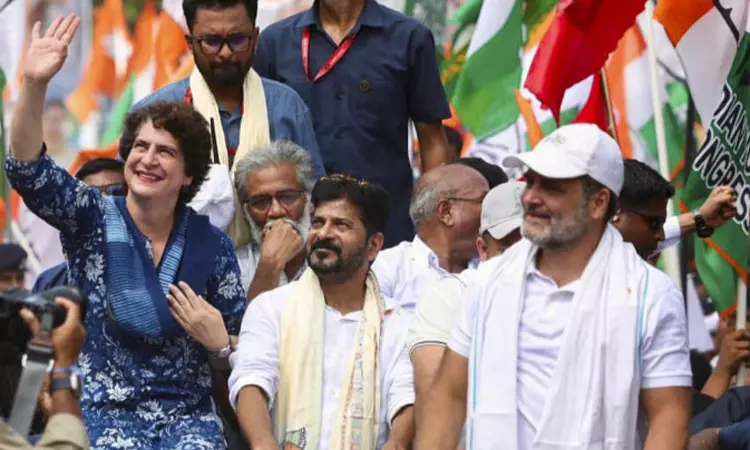 வாக்காளர் அதிகார யாத்திரை: ராகுல் காந்தியுடன் பிரியங்கா, ரேவந்த் ரெட்டி பங்கேற்பு வாக்காளர் அதிகார யாத்திரை: ராகுல் காந்தியுடன் பிரியங்கா, ரேவந்த் ரெட்டி பங்கேற்பு