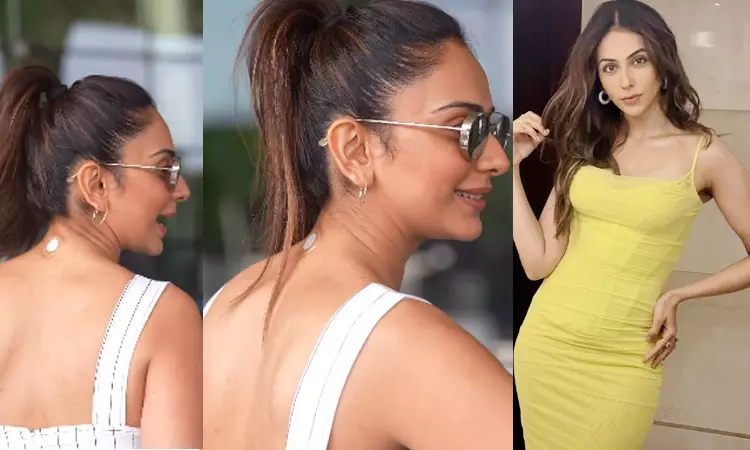 Rakul preet singh spotted wellness patch neck goes viral