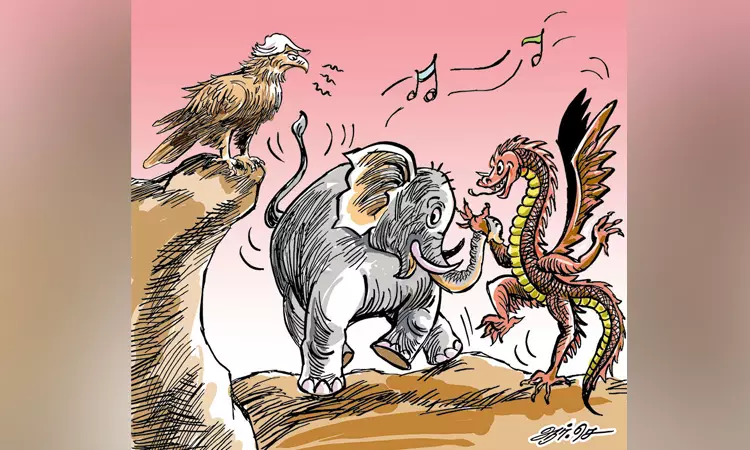 டிராகனும் யானையும் ஆடும் ஜோடி நடனம்