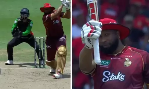 முதல் 13 பந்தில் 12 ரன்.. அடுத்த 8 பந்துகளில் 7 சிக்ஸ்.. தெறிக்க விட்ட பொல்லார்ட்