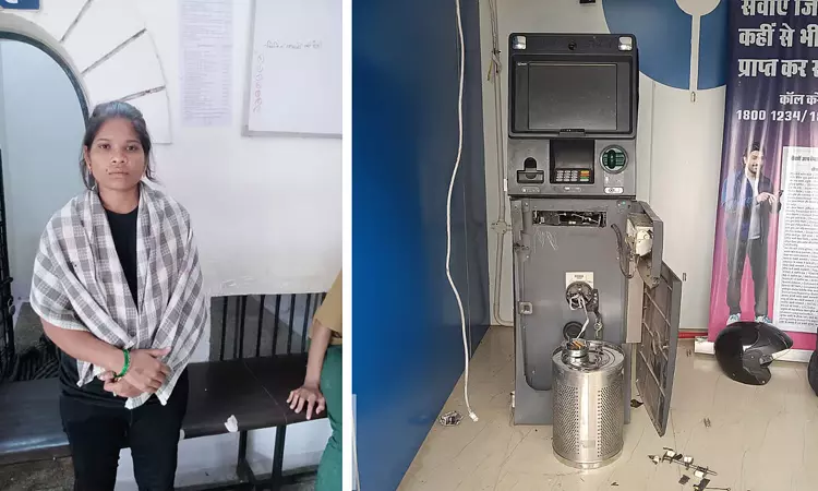 பள்ளி கட்டணம் செலுத்த பணம் இல்லாததால் ஏ.டி.எம். எந்திரத்தை உடைத்து திருட முயன்ற இளம்பெண்