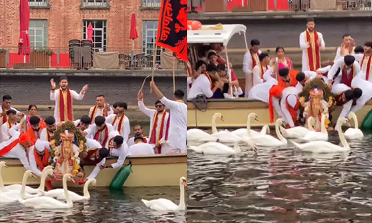 விநாயகரை வரவேற்க வந்த அன்னப்பறவை கூட்டம்; வைரலான வீடியோ விநாயகரை வரவேற்க வந்த அன்னப்பறவை கூட்டம்; வைரலான வீடியோ