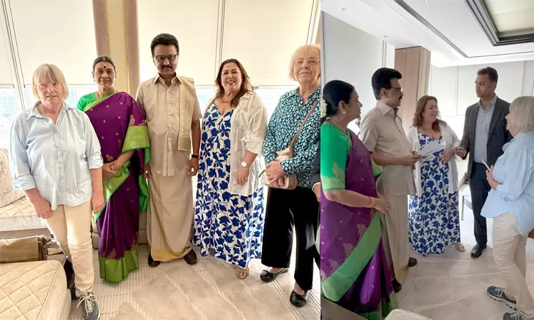 லண்டனில் முதல்-அமைச்சர் மு.க.ஸ்டாலினுடன் பென்னிகுயிக் குடும்பத்தினர் சந்திப்பு லண்டனில் முதல்-அமைச்சர் மு.க.ஸ்டாலினுடன் பென்னிகுயிக் குடும்பத்தினர் சந்திப்பு