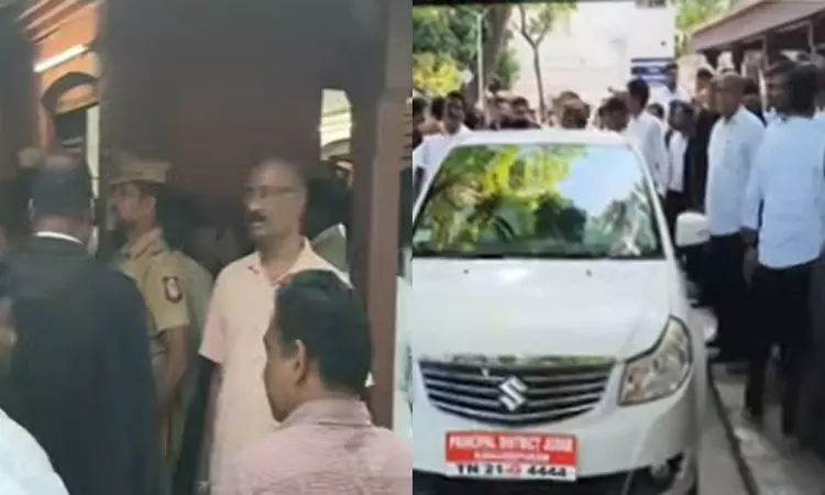 காஞ்சிபுரத்தில் நீதிமன்ற வளாகத்தில் சீருடையுடன் டிஎஸ்பி கைது