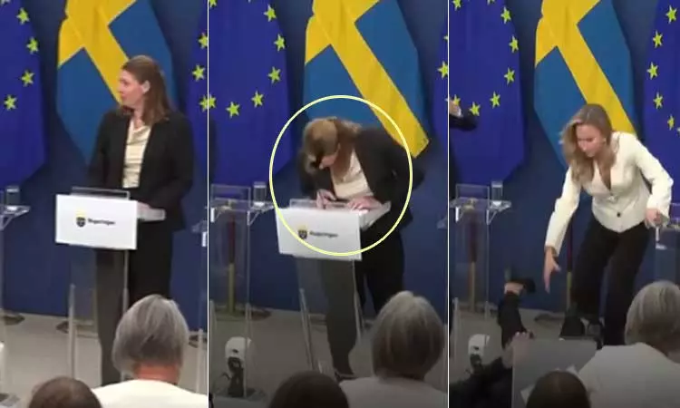 சுவீடன்: பதவியேற்று சிறிது நேரத்தில் மயங்கி விழுந்த சுகாதாரத்துறை மந்திரி