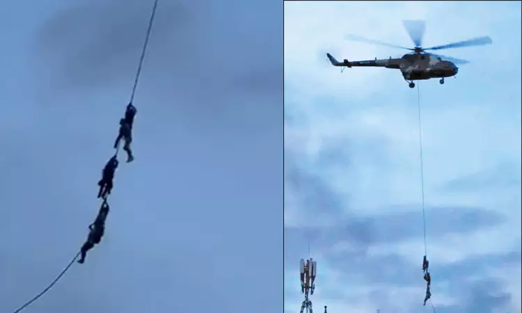 நேபாளத்தில் நடந்த கலவரத்தின்போது.. ஹெலிகாப்டர் கயிறு மூலம் தப்பிய மந்திரியின் குடும்பம் - வீடியோ நேபாளத்தில் நடந்த கலவரத்தின்போது.. ஹெலிகாப்டர் கயிறு மூலம் தப்பிய மந்திரியின் குடும்பம் - வீடியோ