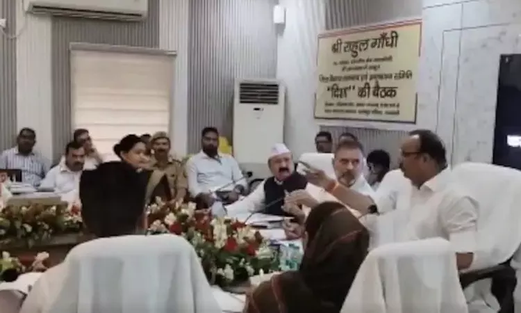 ஆய்வுக்கூட்டத்தில் ராகுல்காந்தி - உ.பி. மந்திரி கடும் வாக்குவாதம்