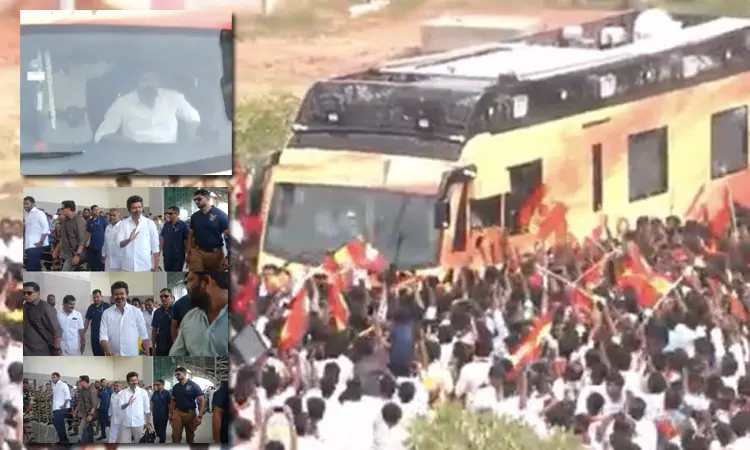 திருச்சியில் தவெக தலைவர் விஜய்.. ஆயிரக்கணக்கான தொண்டர்கள் உற்சாக வரவேற்பு