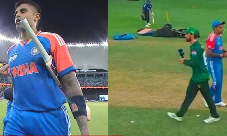 போட்டி முடிந்த பிறகு கைகொடுக்காமல் சென்ற இந்தியா - பாக். வீரர்கள்