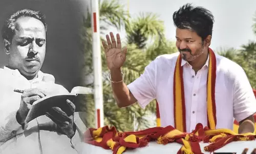 ‘இரட்டை வேடம் போடாமல் மக்களுக்காக உண்மையாக உழைத்தவர் அண்ணா’ - த.வெ.க. தலைவர் விஜய்