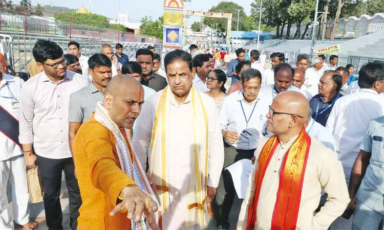 திருப்பதி பிரம்மோற்சவ விழா முன்னேற்பாடுகள்..  தேவஸ்தான தலைவர் ஆய்வு