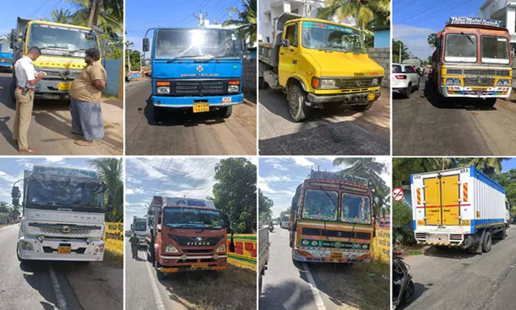 கன்னியாகுமரி: ஊருக்குள் நுழைந்த கனரக வாகனங்களுக்கு அபராதம்- போக்குவரத்து போலீஸ் அதிரடி