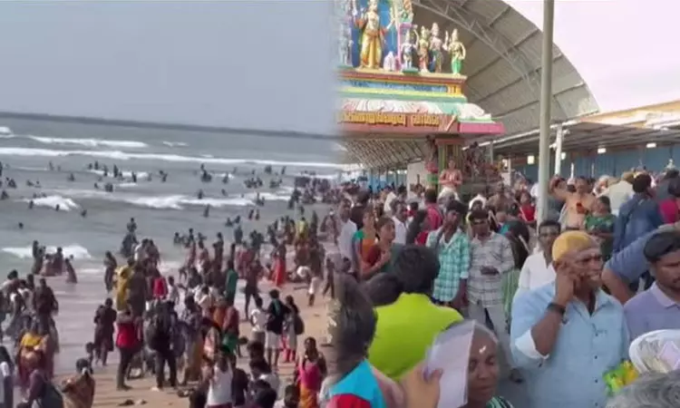 அமாவாசை, வார விடுமுறை: திருச்செந்தூரில் அலைகடலென திரண்ட பக்தர்கள் அமாவாசை, வார விடுமுறை: திருச்செந்தூரில் அலைகடலென திரண்ட பக்தர்கள்