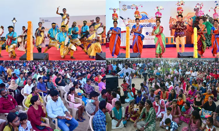 மெரினாவில் தமிழ்நாடு பாரம்பரிய கலை நிகழ்ச்சி: ஆயிரக்கணக்கான மக்கள் பார்வையிட்டனர் மெரினாவில் தமிழ்நாடு பாரம்பரிய கலை நிகழ்ச்சி: ஆயிரக்கணக்கான மக்கள் பார்வையிட்டனர்