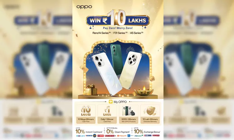 OPPO India வழங்கும் பண்டிகை கால விற்பனை! 10 அதிர்ஷ்டசாலி வாடிக்கையாளர்களுக்கு ரூ.10 லட்சம் பரிசு..! OPPO India வழங்கும் பண்டிகை கால விற்பனை! 10 அதிர்ஷ்டசாலி வாடிக்கையாளர்களுக்கு ரூ.10 லட்சம் பரிசு..!