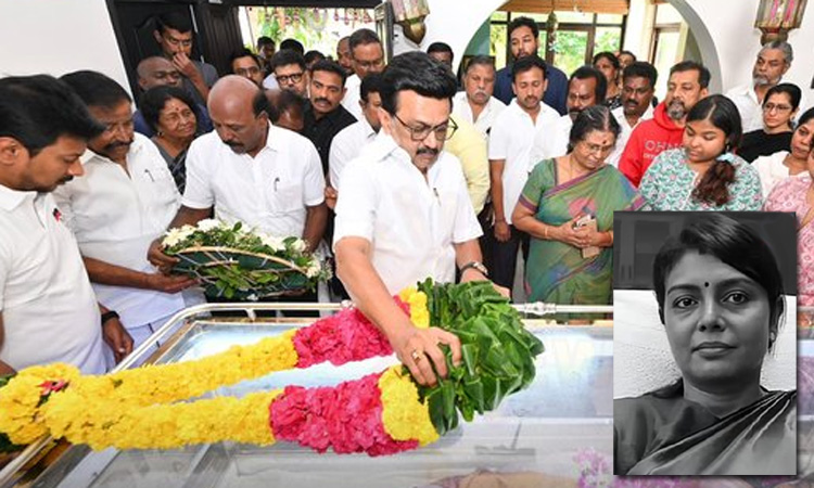 பீலா வெங்கடேசன் உடலுக்கு முதல்-அமைச்சர் மு.க.ஸ்டாலின் நேரில் அஞ்சலி