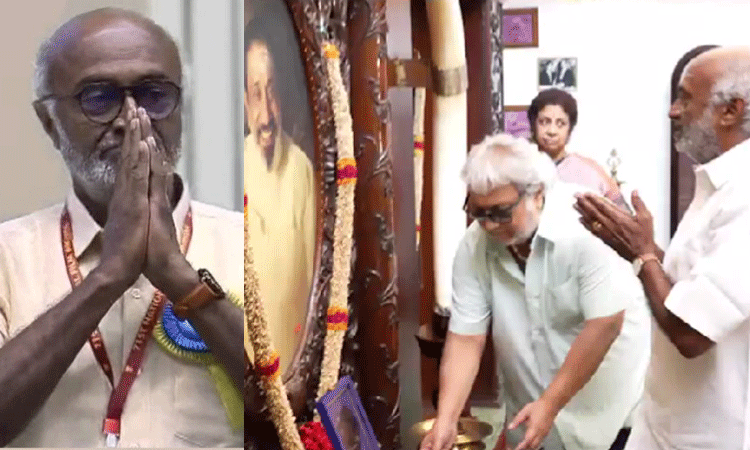 தேசிய விருதுடன் வந்து சிவாஜி கணேசனின் உருவப் படத்தின் முன் விழுந்து வணங்கிய எம்.எஸ்.பாஸ்கர்