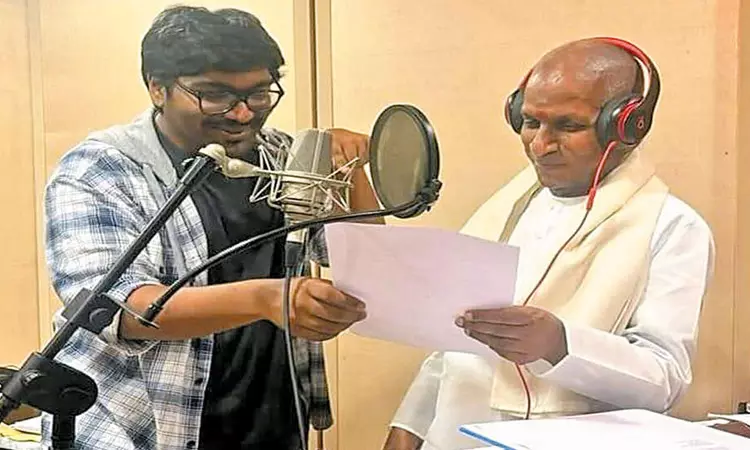 இசை ஆல்பத்தில் பேரனுடன் இணைந்து பாடிய இளையராஜா