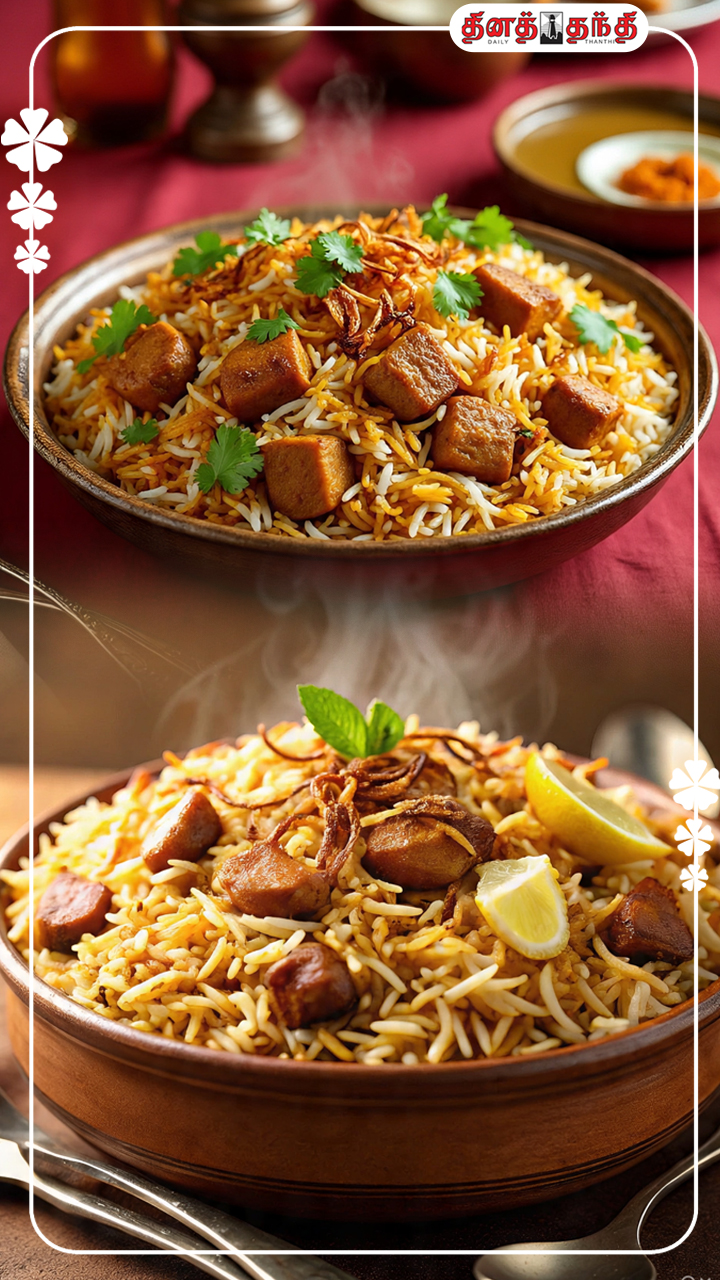 சண்டே ஸ்பெஷல்...சூப்பரான மீல் மேக்கர் பிரியாணி செய்யலாம் வாங்க! சண்டே ஸ்பெஷல்...சூப்பரான மீல் மேக்கர் பிரியாணி செய்யலாம் வாங்க!