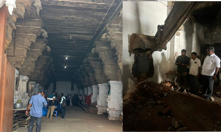 40 ஆண்டுகளுக்கு பிறகு கன்னியாகுமரி பகவதி அம்மன் கோவில் மண்டப கடைகள் இடித்து அகற்றம்