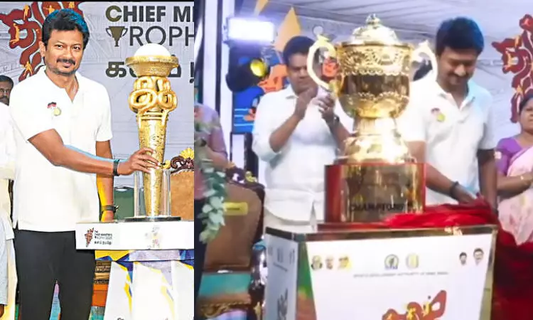 மாநில விளையாட்டு போட்டி:  முதல்-அமைச்சர் கோப்பையை அறிமுகப்படுத்திய உதயநிதி