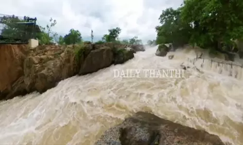 Water flow increases in the Cauvery River at Hogenakkal