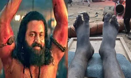 The final scene of the film Katara...Rishabh Shettys legs show the hardships he has gone through - Photo goes viral