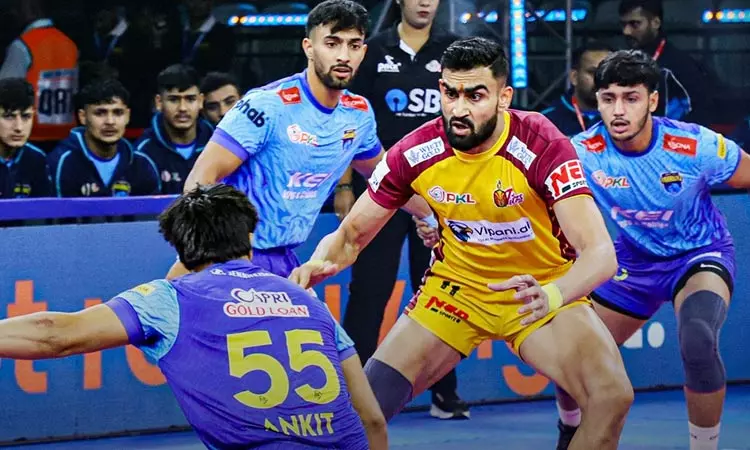 புரோ கபடி லீக்: தெலுங்கு டைட்டன்ஸை வீழ்த்திய பெங்கால் வாரியர்ஸ் புரோ கபடி லீக்: தெலுங்கு டைட்டன்ஸை வீழ்த்திய பெங்கால் வாரியர்ஸ்