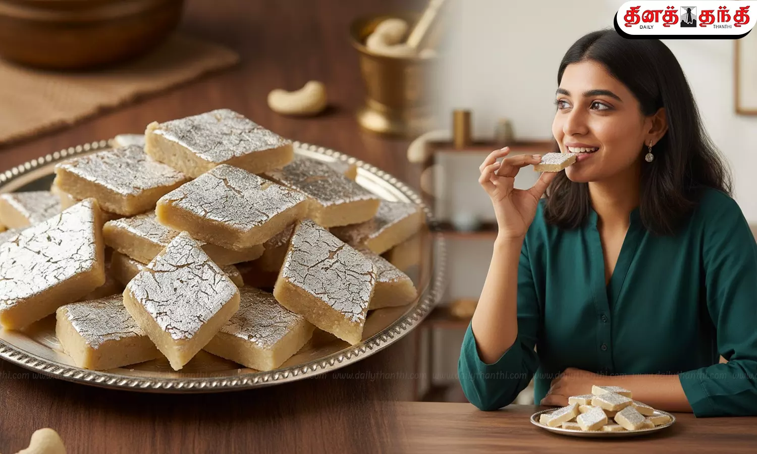 தீபாவளி இனிப்பு; மீண்டும் மீண்டும் சாப்பிட தூண்டும் காஜு கத்லி செய்முறை!