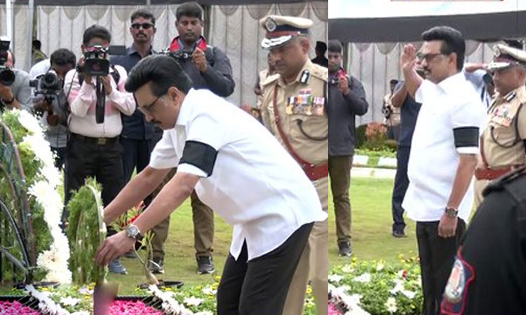 காவலர் நினைவு சின்னத்தில் முதல்-அமைச்சர் மு.க.ஸ்டாலின் மரியாதை