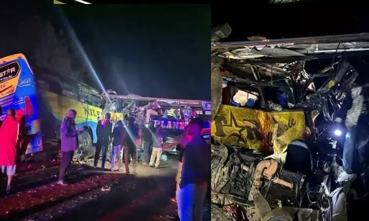 2 பஸ்கள் நேருக்குநேர் மோதி கோர விபத்து - 46 பேர் பலி