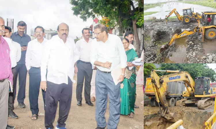 சென்னையில் மழைநீர் வடிகால் பணிகள்: அமைச்சர் எ.வ.வேலு நேரில் ஆய்வு சென்னையில் மழைநீர் வடிகால் பணிகள்: அமைச்சர் எ.வ.வேலு நேரில் ஆய்வு