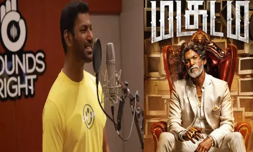 “மகுடம்” படத்திற்கான டப்பிங் பணியில் விஷால்