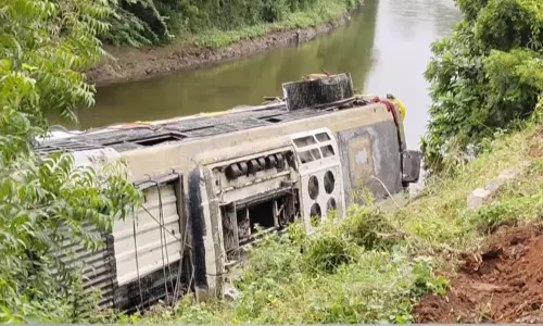 திருச்சியில் ஆம்னி பேருந்து வாய்க்காலுக்குள் கவிழ்ந்து விபத்து - 21 பயணிகள் படுகாயம் திருச்சியில் ஆம்னி பேருந்து வாய்க்காலுக்குள் கவிழ்ந்து விபத்து - 21 பயணிகள் படுகாயம்