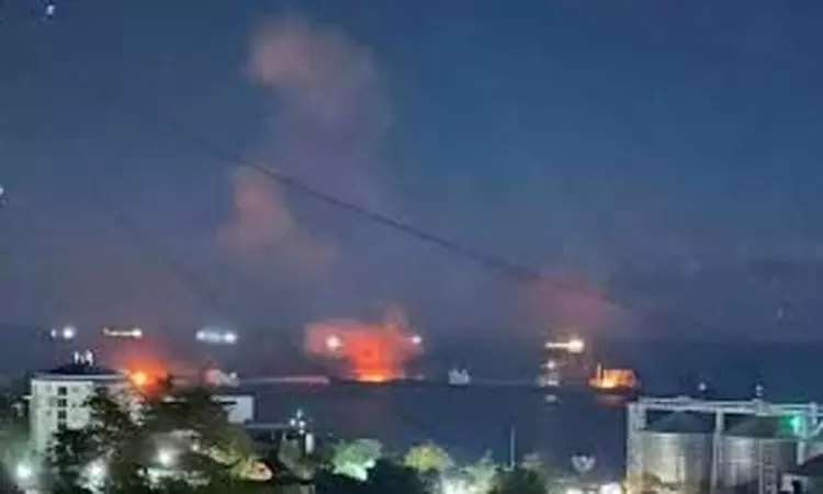 ரஷிய எண்ணை கப்பல்துறைமுகம் மீது உக்ரைன் டிரோன் தாக்குதல்