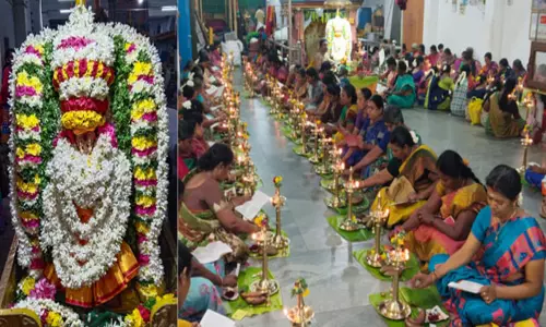 ஐப்பசி மாத பவுர்ணமி: தெப்பக்குளம் மாரியம்மன் கோவிலில் திருவிளக்கு பூஜை