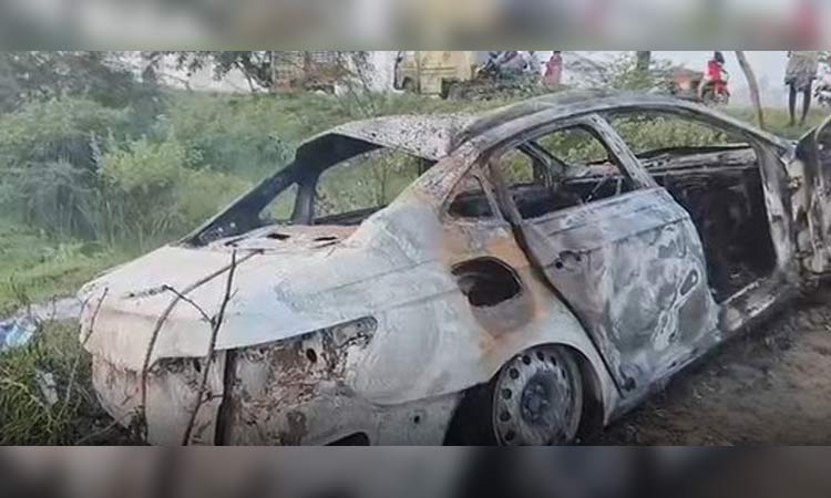 திருவாரூர்: சாலை தடுப்புச்சுவரில் மோதி தீப்பற்றி எரிந்த கார் - டிரைவர் பலி