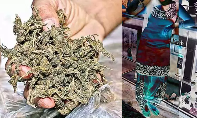 சுடிதாரில் கஞ்சா மறைத்து வைத்திருந்த இளம்பெண் கைது