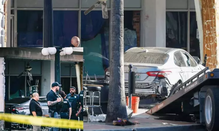 போலீசார் துரத்தியபோது கேளிக்கை விடுதிக்குள் புகுந்த கார் - 4 பேர் பலி