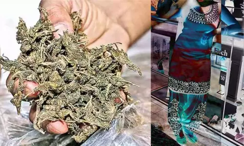 சுடிதாரில் கஞ்சா மறைத்து வைத்திருந்த இளம்பெண் கைது