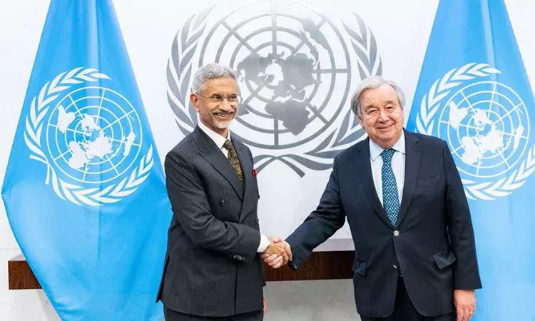 ஐ.நா. பொதுச்செயலாளருடன் ஜெய்சங்கர் சந்திப்பு - இந்தியாவிற்கு வருமாறு அழைப்பு