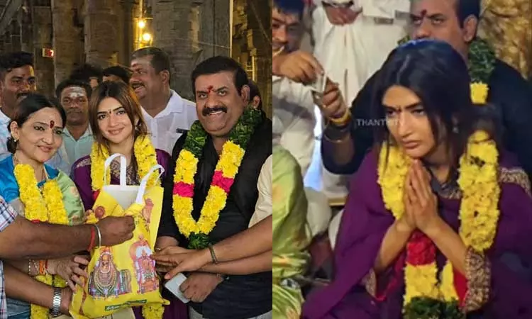 திருவண்ணாமலை கோவிலில் நடிகை ஸ்ரீலீலா சாமி தரிசனம்