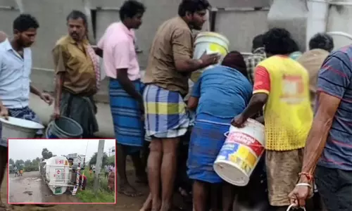 திருவண்ணாமலை அருகே டீசல் லாரி கவிழ்ந்து விபத்து - மூதாட்டி பலி