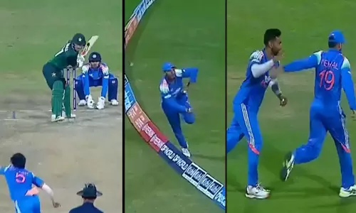 பாக்.வீரர் அடித்த பந்து... அற்புதமாக கேட்ச் பிடித்த இந்திய வீரர்கள்.. நாட் அவுட் கொடுத்த நடுவர் பாக்.வீரர் அடித்த பந்து... அற்புதமாக கேட்ச் பிடித்த இந்திய வீரர்கள்.. நாட் அவுட் கொடுத்த நடுவர்