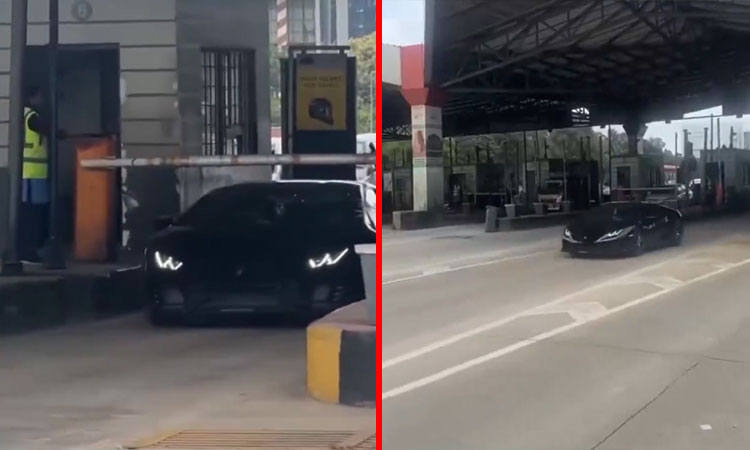 சுங்க சாவடியில் கேட் போட்டும்... கட்டணம் செலுத்தாமல் பறந்த சொகுசு கார்; வைரலான வீடியோ