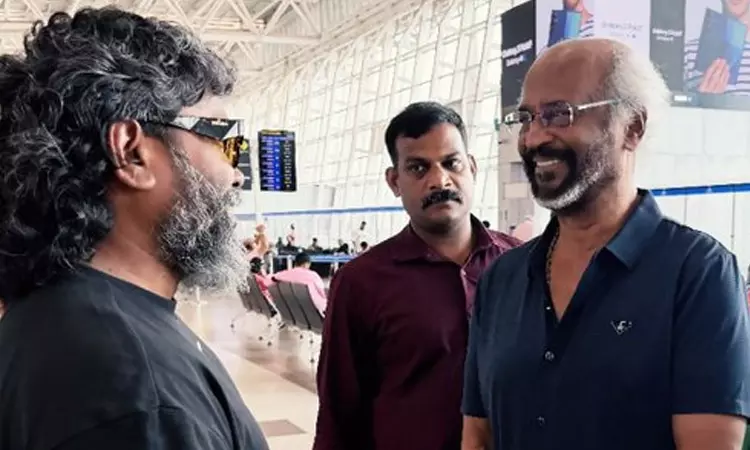 சென்னை விமான நிலையத்தில் ரஜினிகாந்த் - பா.ரஞ்சித் சந்திப்பு