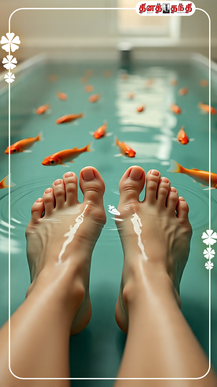 கால்களில் உள்ள இறந்த சருமத்தை நீக்க உதவும் மீன் ஸ்பா!