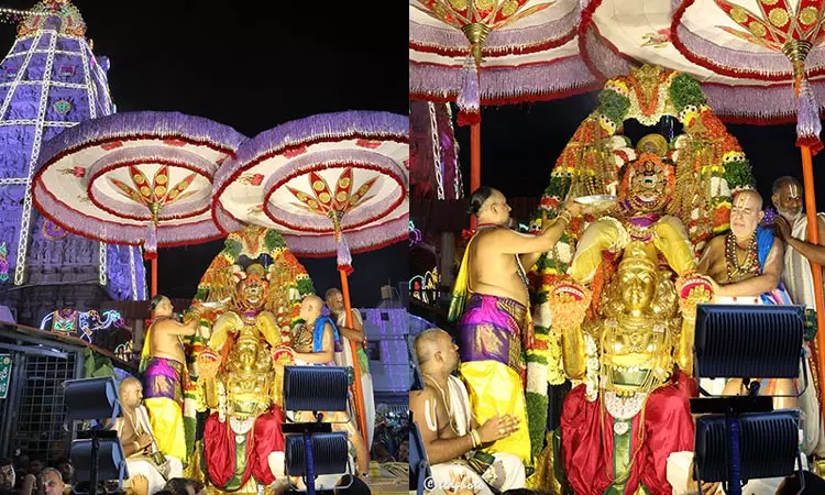 கார்த்திகை பிரம்மோற்சவம்: சர்வ பூபால, கருட வாகனங்களில் பத்மாவதி தாயார் வீதிஉலா